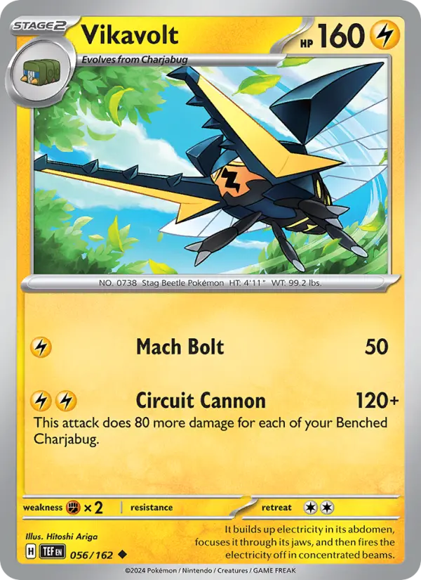 Vikavolt Reverse Holo 056/162 Temporal Forces Pokémon Card