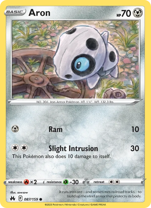 Aron Reverse Holo 087/159 Crown Zenith Pokémon Card