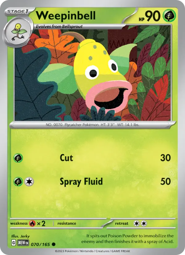 Weepinbell Reverse Holo 070/165 151 Pokémon Card