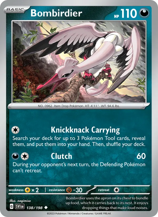 Bombirdier Non-Foil 138/198 Scarlet & Violet Pokémon Card