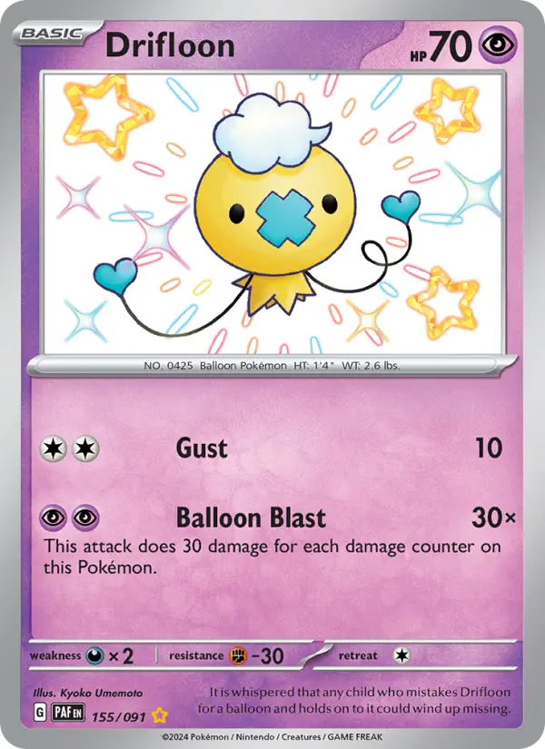 Drifloon Holo 155/91 Paldean Fates Pokémon Card