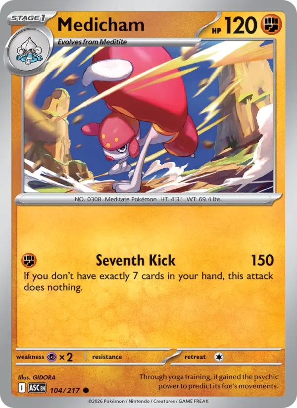 Medicham Reverse Holo 104/217 Ascended Heroes Pokémon Card