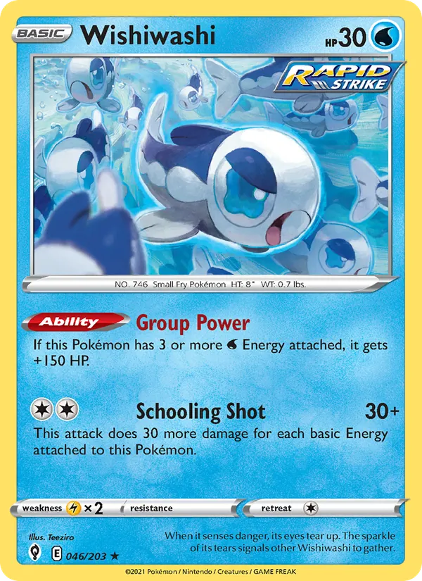 Wishiwashi Reverse Holo 046/203 Evolving Skies Pokémon Card