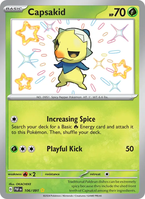 Capsakid Holo 106/91 Paldean Fates Pokémon Card