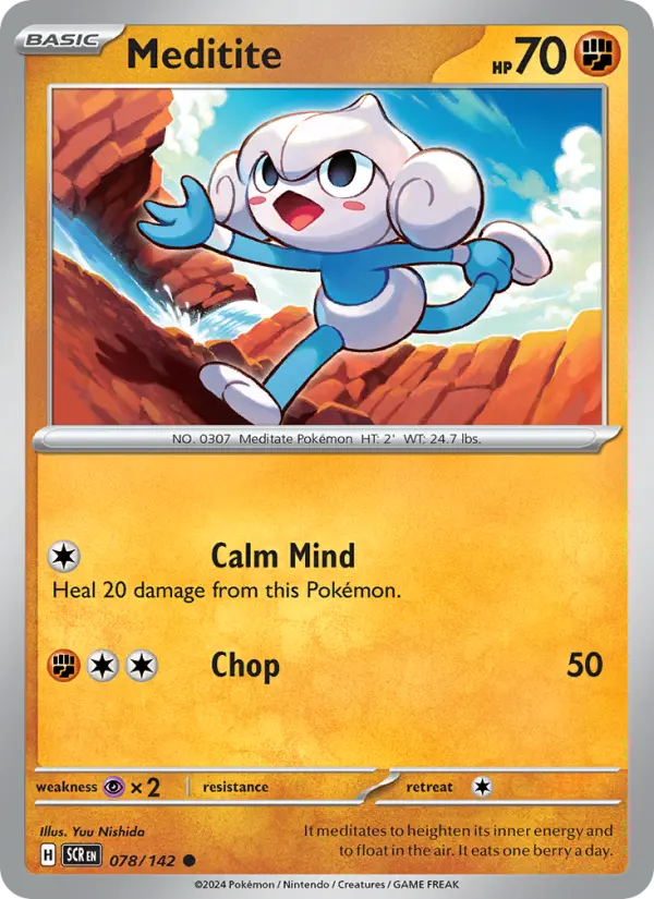 Meditite Reverse Holo 078/142 Stellar Crown Pokémon Card