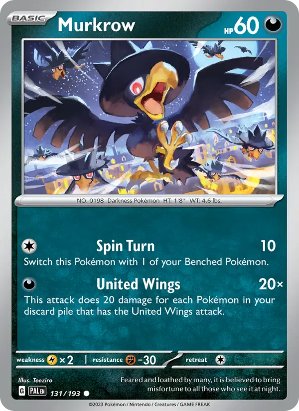 Murkrow Non-Foil 131/193 Paldea Evolved Pokémon Card