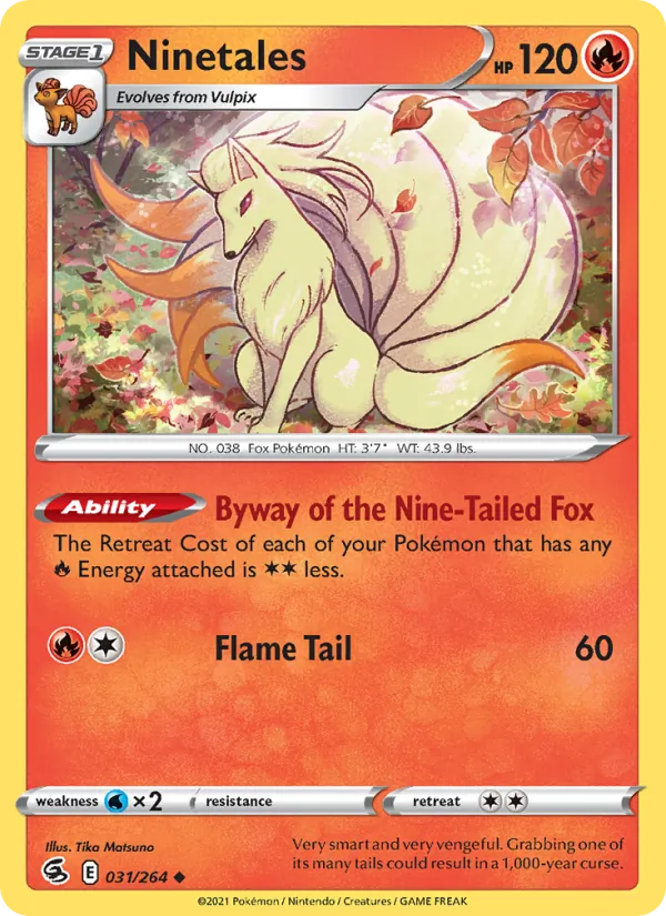 Ninetales Reverse Holo 031/264 Fusion Strike Pokémon Card