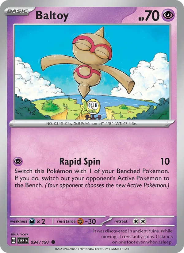 Baltoy Normal 094/197 Obsidian Flames Pokémon Card