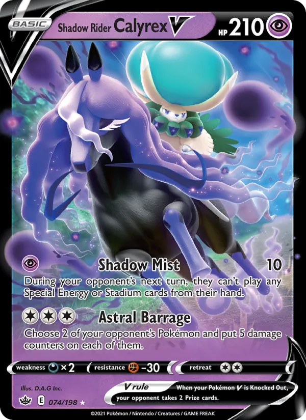 Shadow Rider Calyrex V Holo 074/198 Chilling Reign Pokémon Card