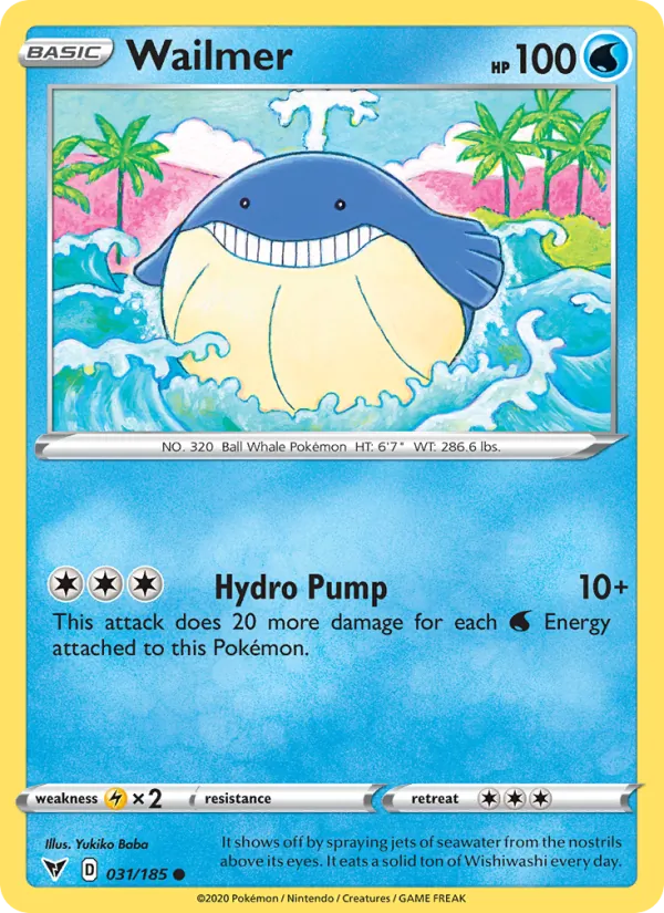 Wailmer Reverse Holo 031/185 Vivid Voltage Pokémon Card