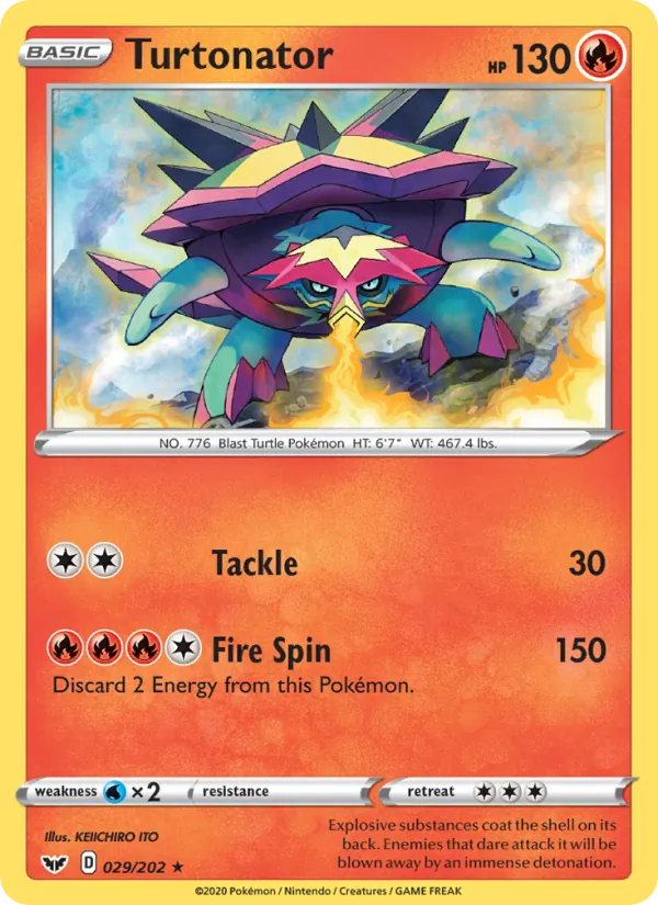 Turtonator Reverse Holo 029/202 Sword & Shield Pokémon Card