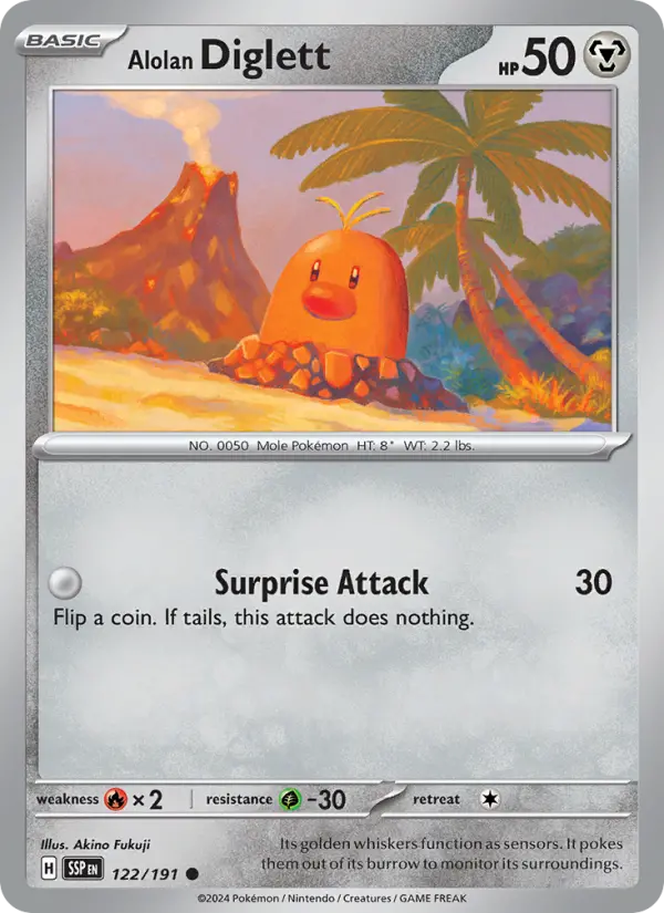Alolan Diglett Reverse Holo 122/191 Surging Sparks Pokémon Card