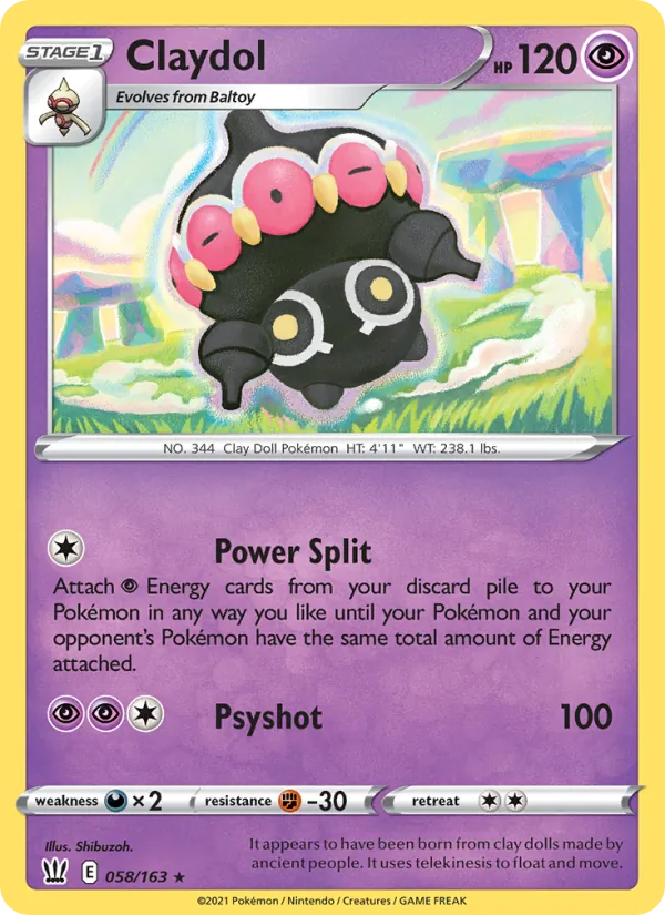 Claydol Reverse Holo 058/163 Battle Styles Pokémon Card