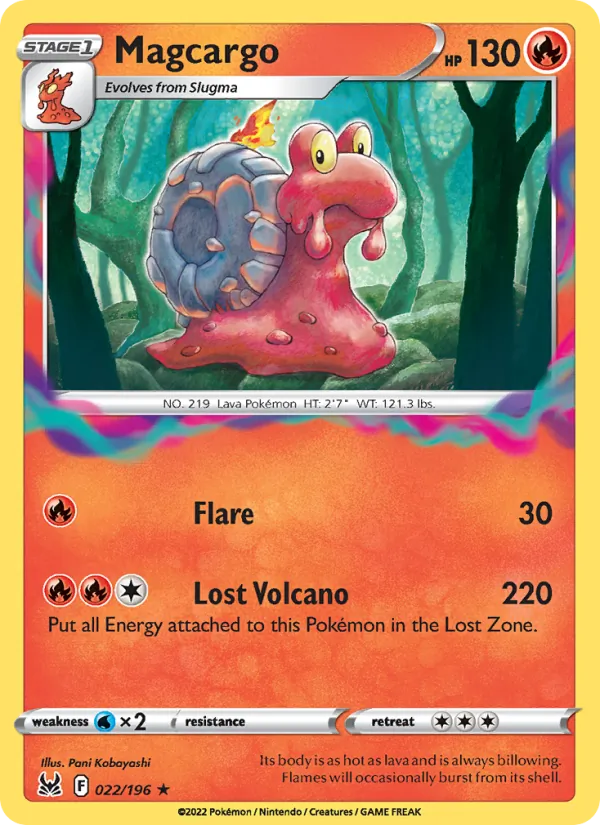 Magcargo Reverse Holo 022/196 Lost Origin Pokémon Card