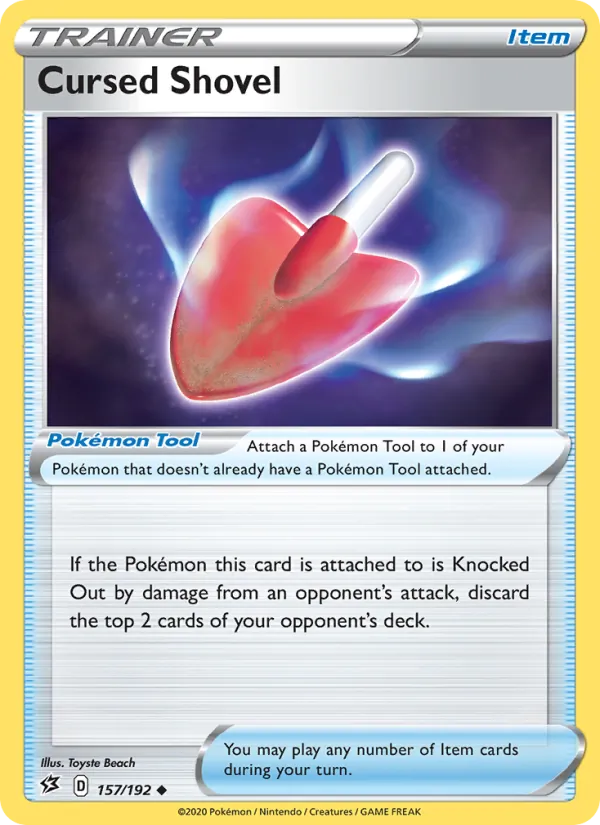 Cursed Shovel Reverse Holo 157/192 Rebel Clash Pokémon Card