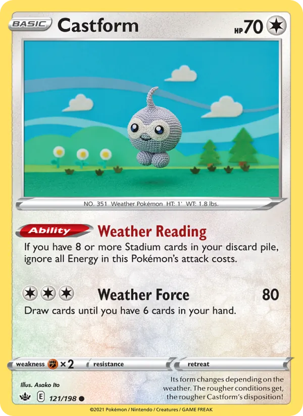 Castform Reverse Holo 121/198 Chilling Reign Pokémon Card