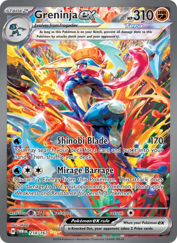 Greninja ex Holo 214/167 Twilight Masquerade Pokémon Card