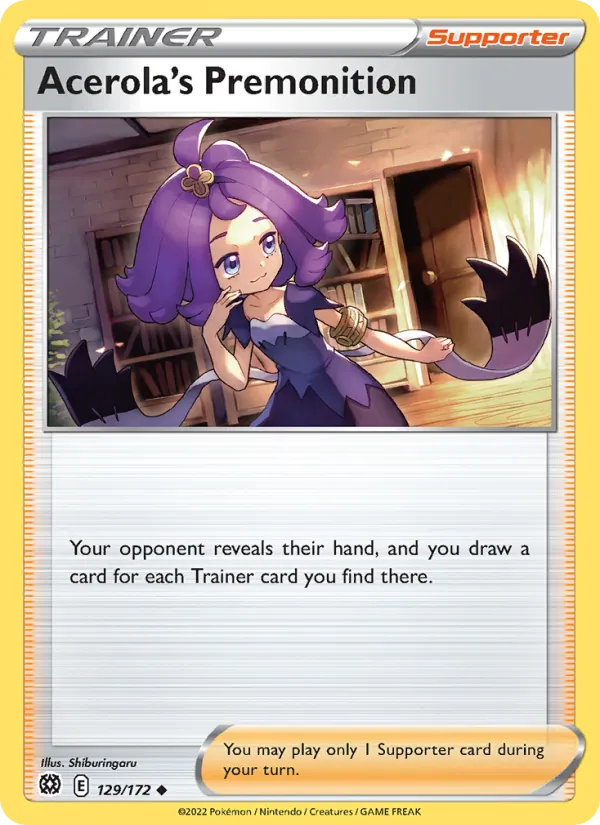 Acerola's Premonition Reverse Holo 129/172 Brilliant Stars Pokémon Card