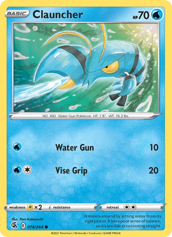 Clauncher Reverse Holo 074/264 Fusion Strike Pokémon Card