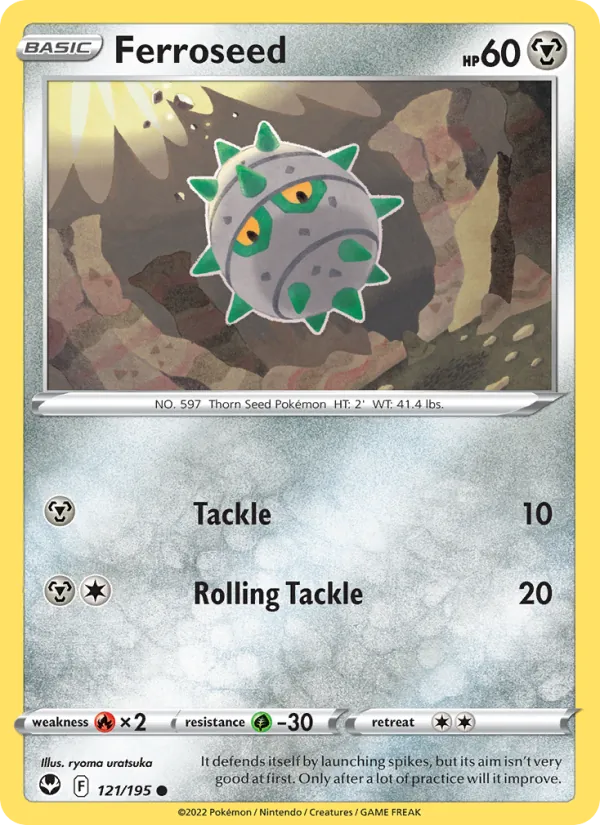 Ferroseed Reverse Holo 121/195 Silver Tempest Pokémon Card