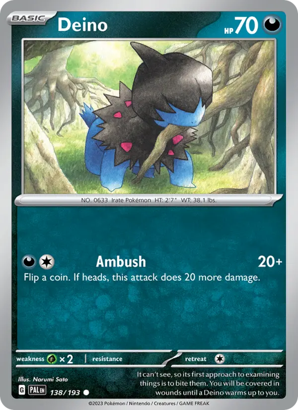 Deino Non-Foil 138/193 Paldea Evolved Pokémon Card