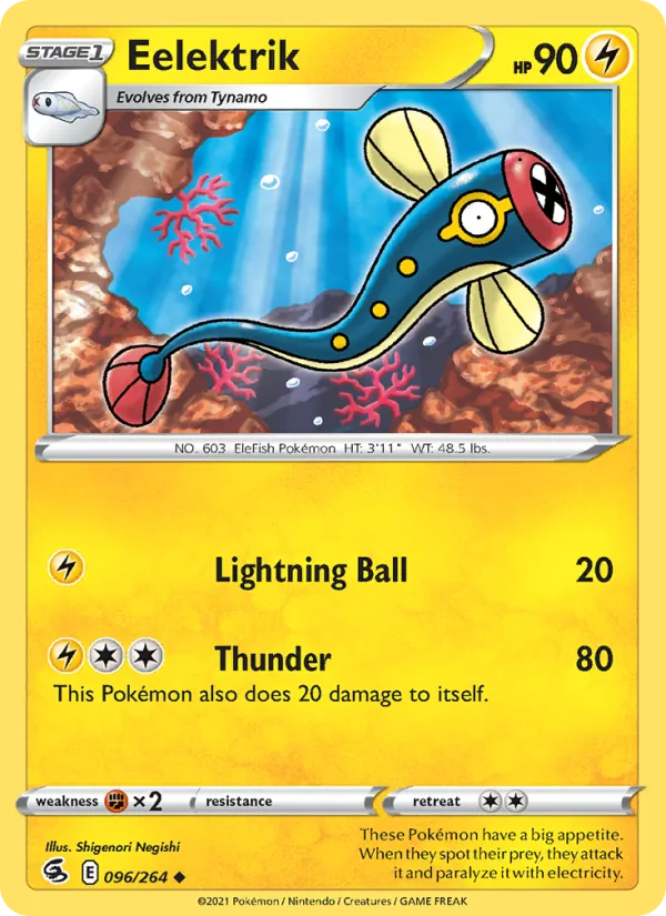 Eelektrik Reverse Holo 096/264 Fusion Strike Pokémon Card