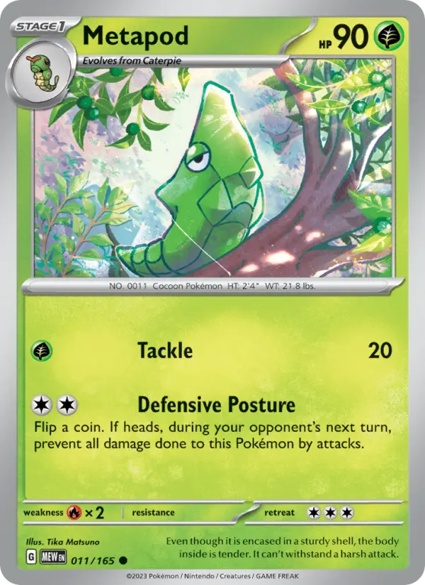 Metapod Reverse Holo 011/165 151 Pokémon Card
