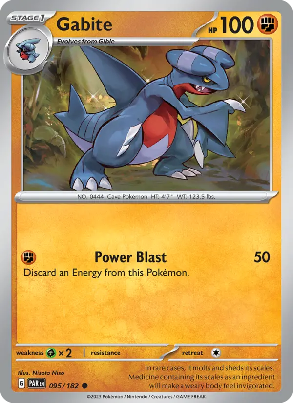 Gabite Reverse Holo 095/182 Paradox Rift Pokémon Card