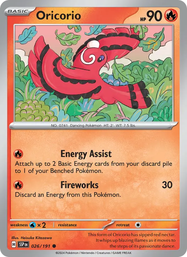 Oricorio Reverse Holo 026/191 Surging Sparks Pokémon Card