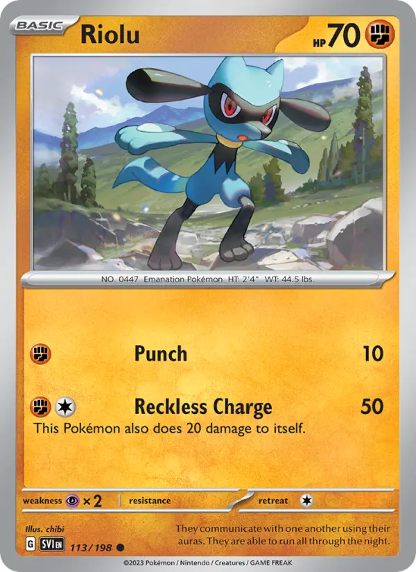 Riolu Non-Foil 113/198 Scarlet & Violet Pokémon Card