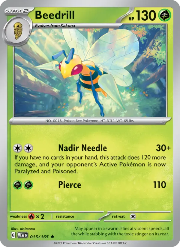 Beedrill Reverse Holo 015/165 151 Pokémon Card