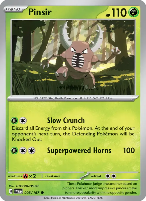 Pinsir Reverse Holo 003/167 Twilight Masquerade Pokémon Card