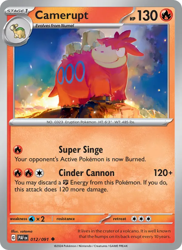 Camerupt Reverse Holo 012/91 Paldean Fates Pokémon Card