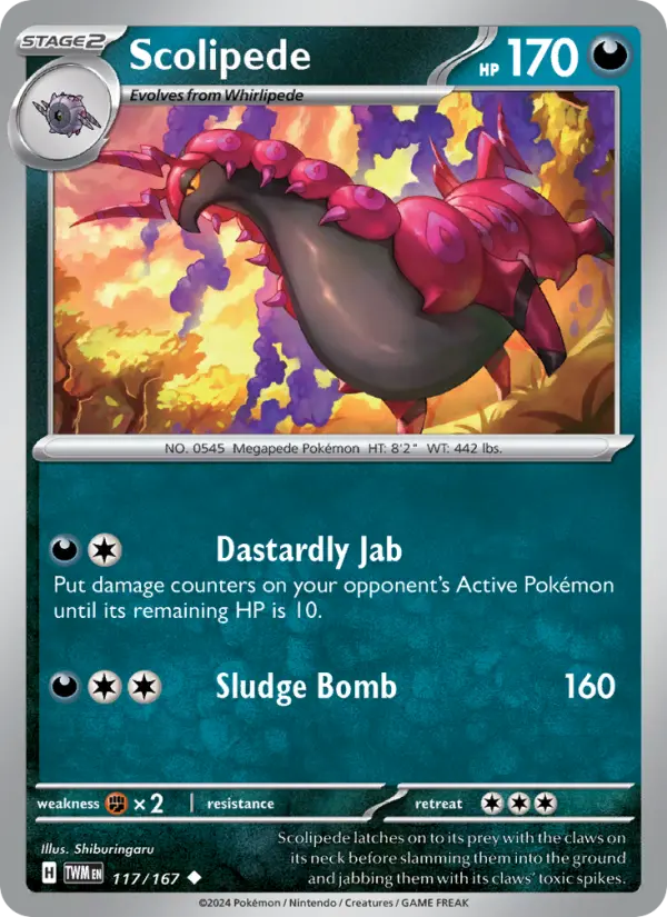 Scolipede Reverse Holo 117/167 Twilight Masquerade Pokémon Card