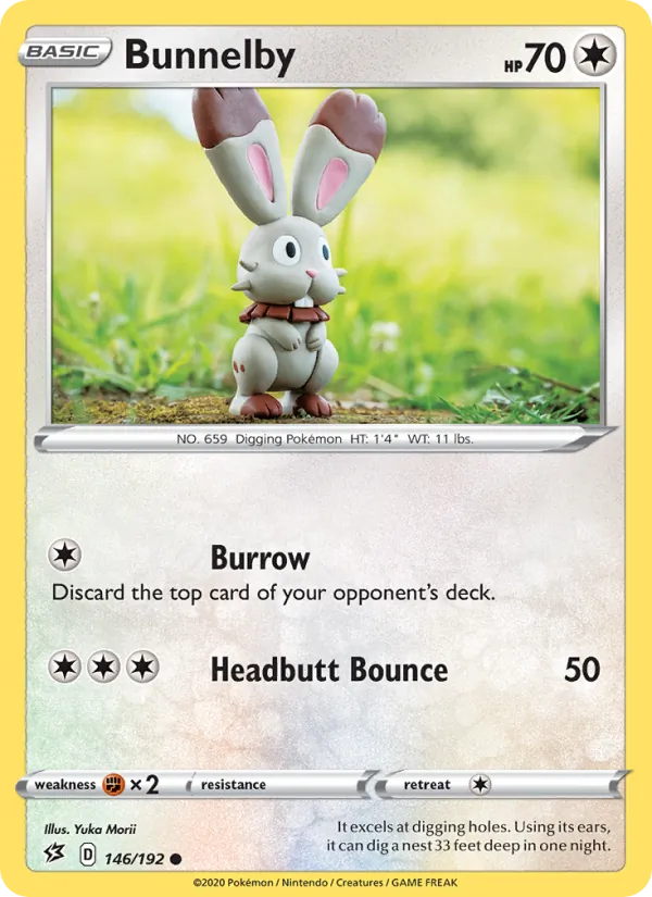 Bunnelby Reverse Holo 146/192 Rebel Clash Pokémon Card