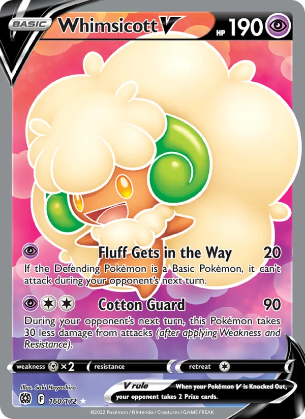 Whimsicott V Holo 160/172 Brilliant Stars Pokémon Card
