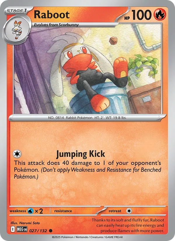 Raboot Non-Holo 027/132 Mega Evolution Pokémon Card