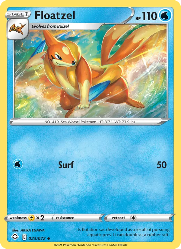 Floatzel Reverse Holo 023/72 Shining Fates Pokémon Card