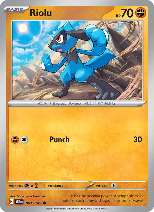 Riolu Reverse Holo 081/142 Stellar Crown Pokémon Card