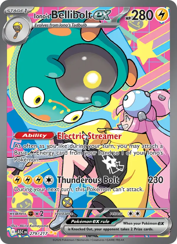 Iono's Bellibolt ex Holo 279/217 Ascended Heroes Pokémon Card