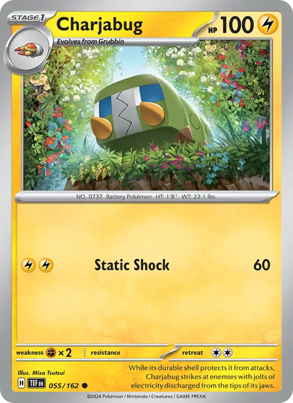 Charjabug Reverse Holo 055/162 Temporal Forces Pokémon Card