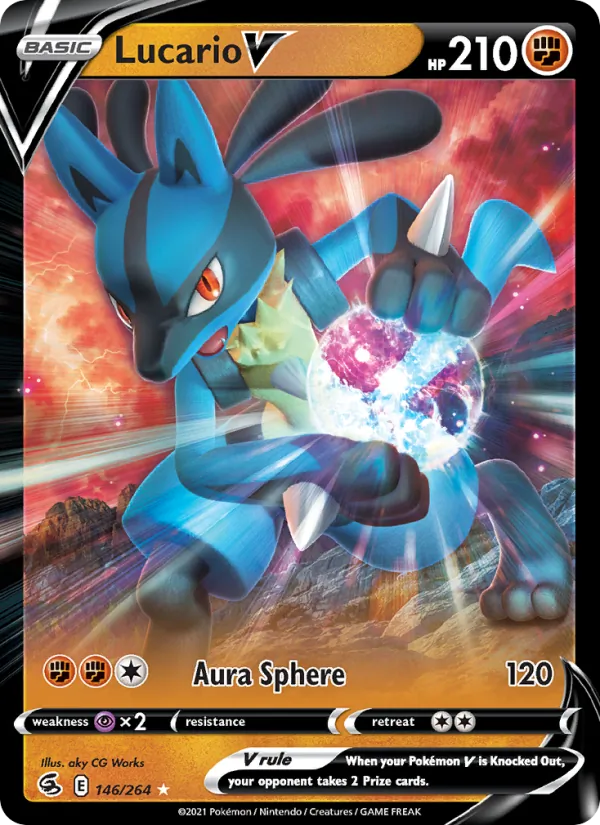 Lucario V Holo 146/264 Fusion Strike Pokémon Card