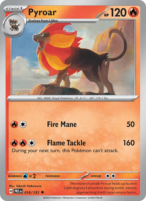 Pyroar Normal 016/131 Prismatic Evolutions Pokémon Card