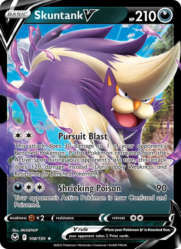 Skuntank V Holo 108/195 Silver Tempest Pokémon Card