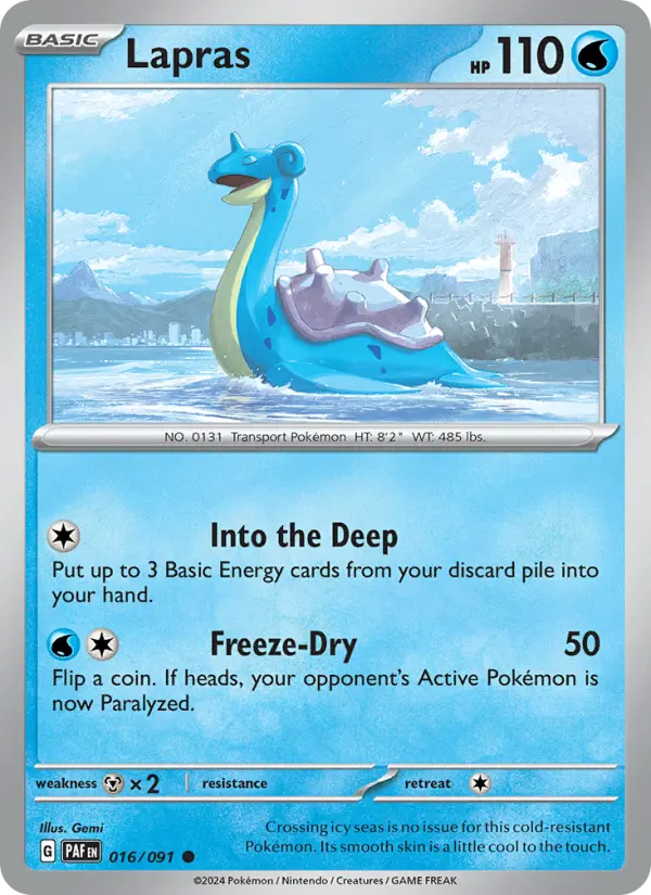 Lapras Reverse Holo 016/91 Paldean Fates Pokémon Card