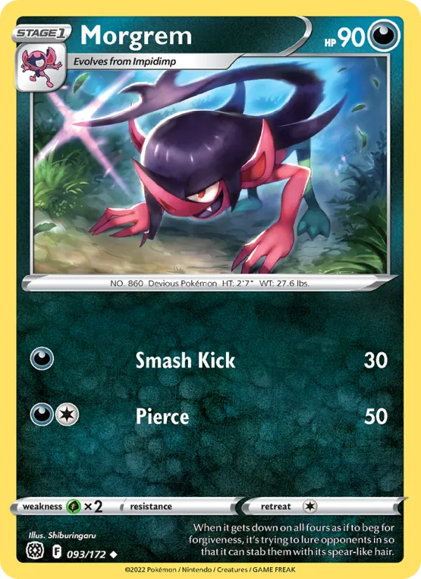 Morgrem Reverse Holo 093/172 Brilliant Stars Pokémon Card