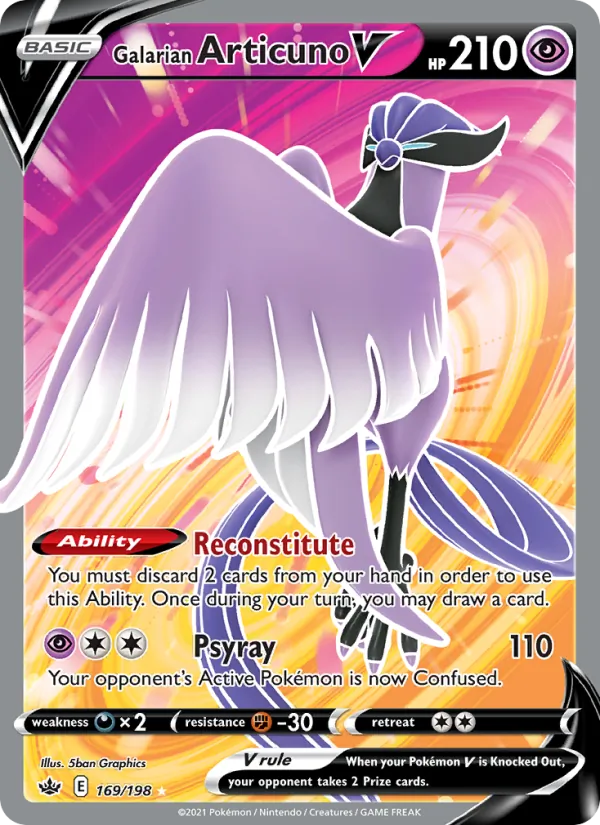 Galarian Articuno V Holo 169/198 Chilling Reign Pokémon Card
