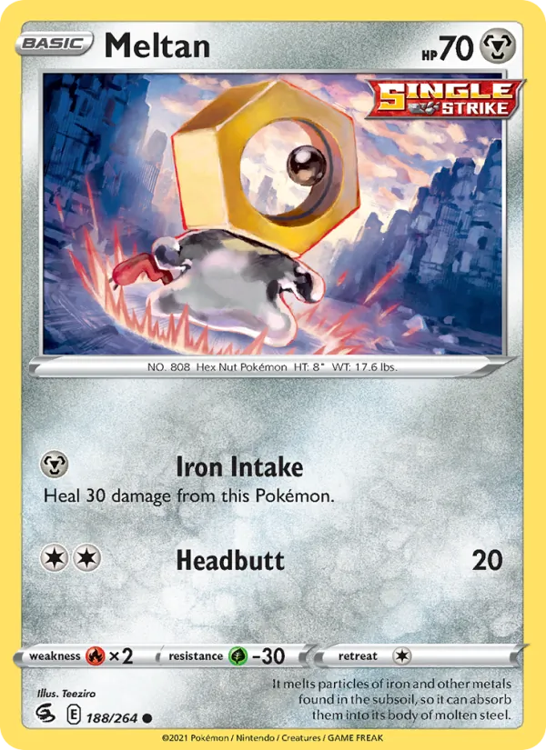 Meltan Reverse Holo 188/264 Fusion Strike Pokémon Card