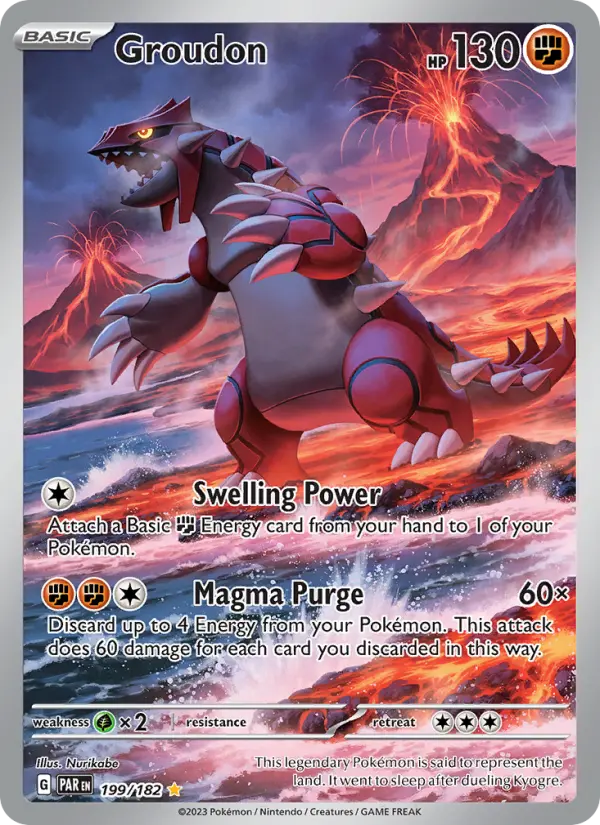 Groudon Holo 199/182 Paradox Rift Pokémon Card