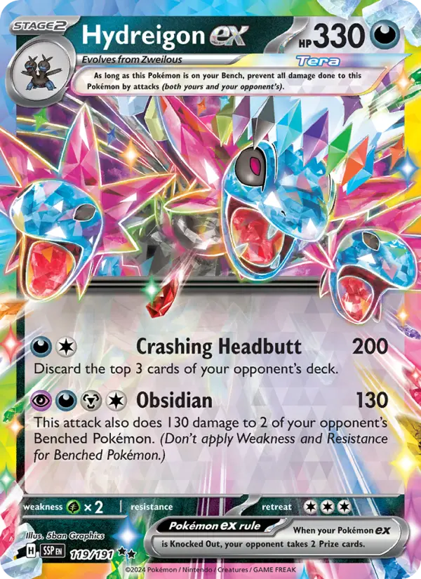 Hydreigon ex Holo 119/191 Surging Sparks Pokémon Card